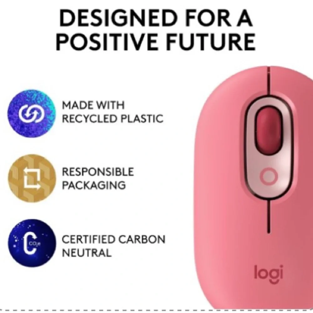 Logitech Bluetooth Wireless POP Mouse with Emoji in Heartbreaker Rose